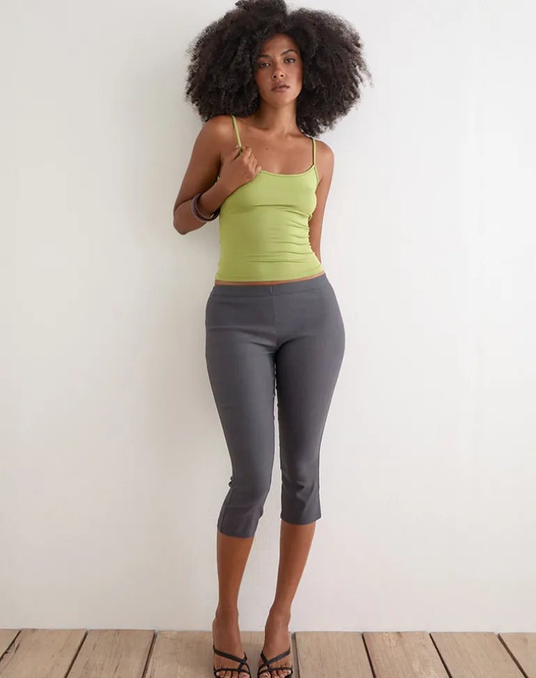 Asla Cropped Capri Trouser in Stretch Tailoring Charcoal