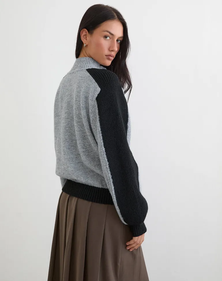 Asrar Jumper in Knit Grey and Black