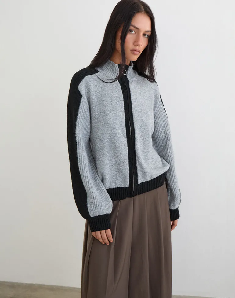 Asrar Jumper in Knit Grey and Black