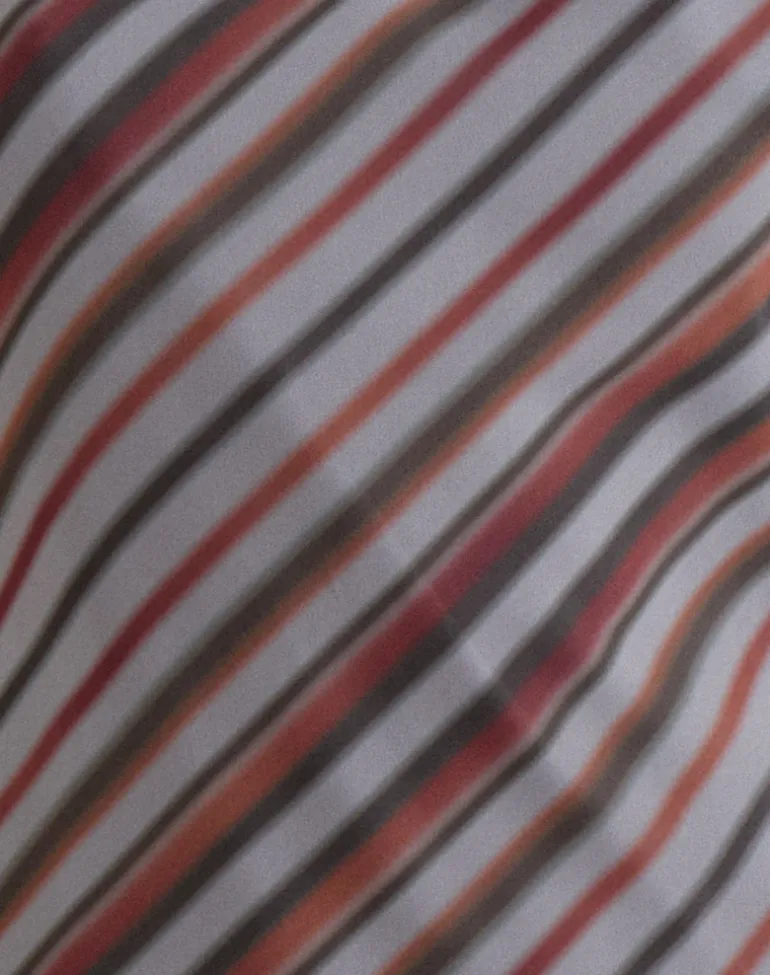 Astina Halterneck Top in Chiffon Grey and Maroon Diagonal Stripe