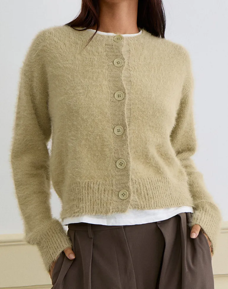 Audrina Cardigan in Fluffy Knit Sage