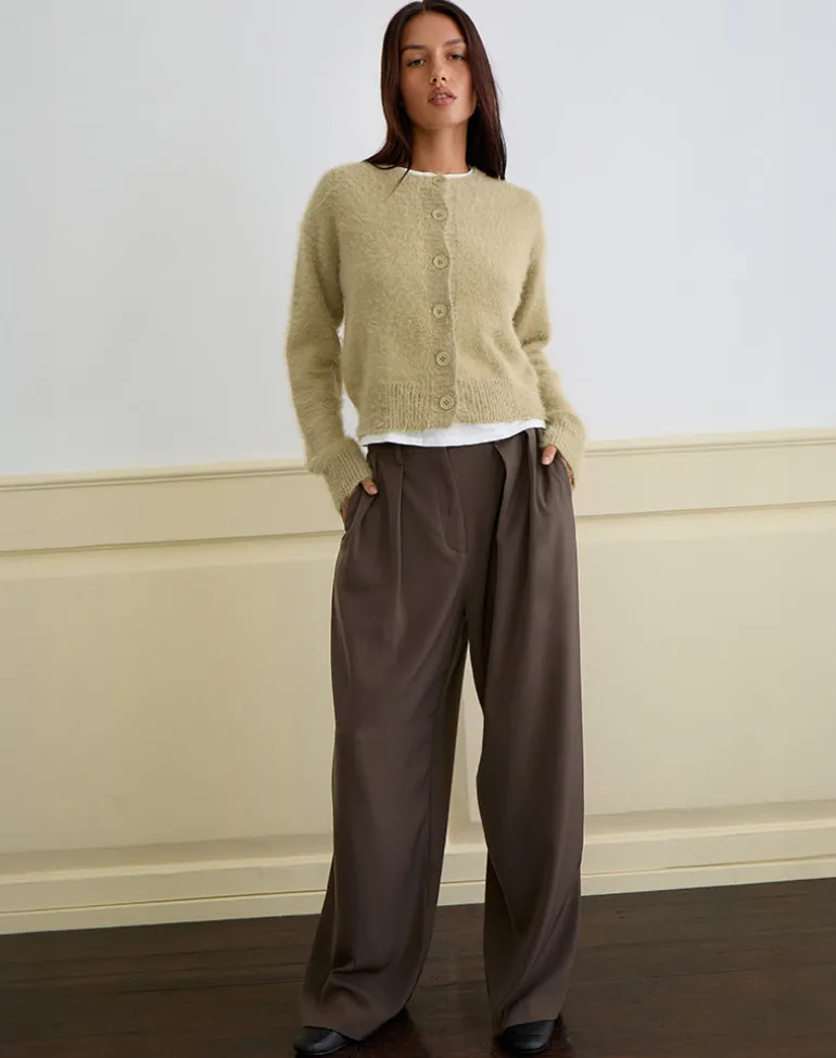 Audrina Cardigan in Fluffy Knit Sage