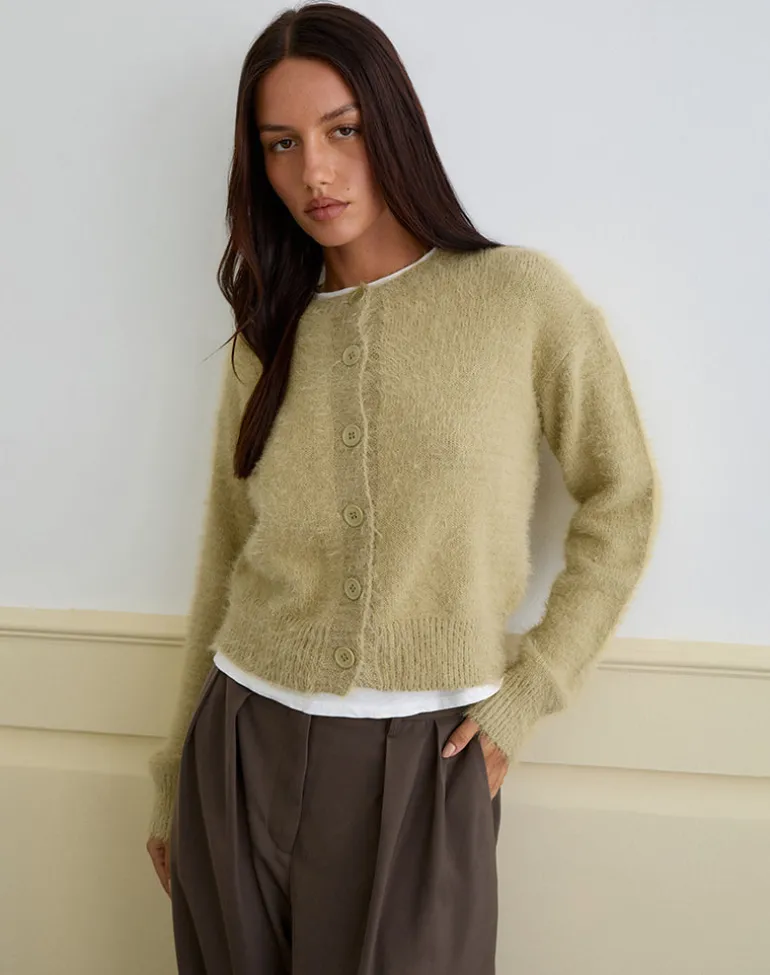 Audrina Cardigan in Fluffy Knit Sage