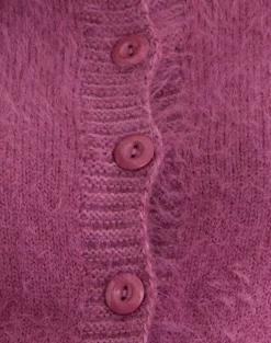 Audrina Cardigan in Fluffy Knit Grape