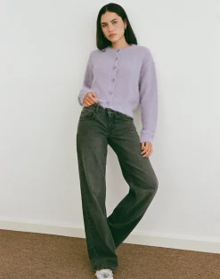 Audrina Cardigan in Fluffy Knit Dusty Lilac