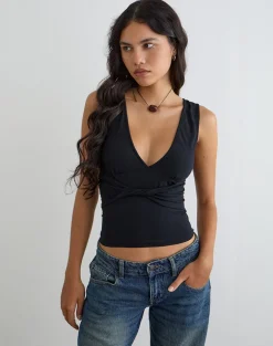 August Tank Top in Rayon Jersey Black