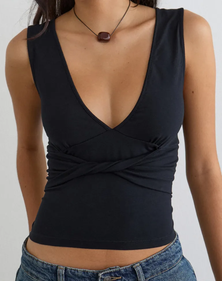 August Tank Top in Rayon Jersey Black