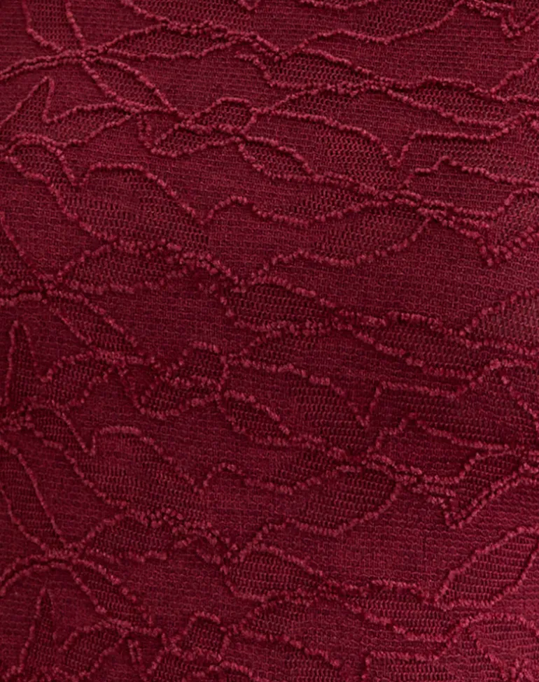 Aven Asymmetric Top in Textured Knit Red