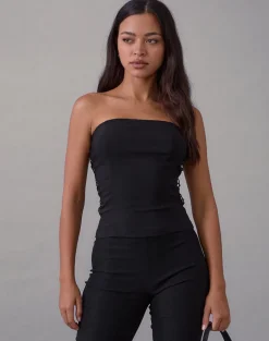 Avira Lace Up Bandeau Top in Tailoring Black