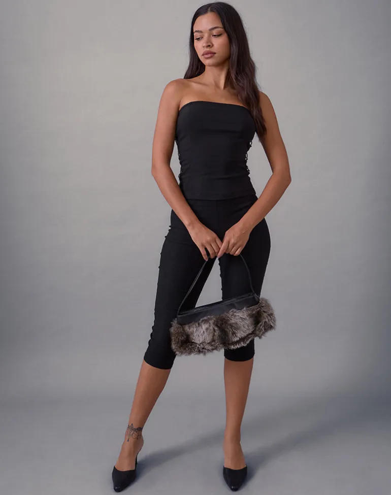 Avira Lace Up Bandeau Top in Tailoring Black