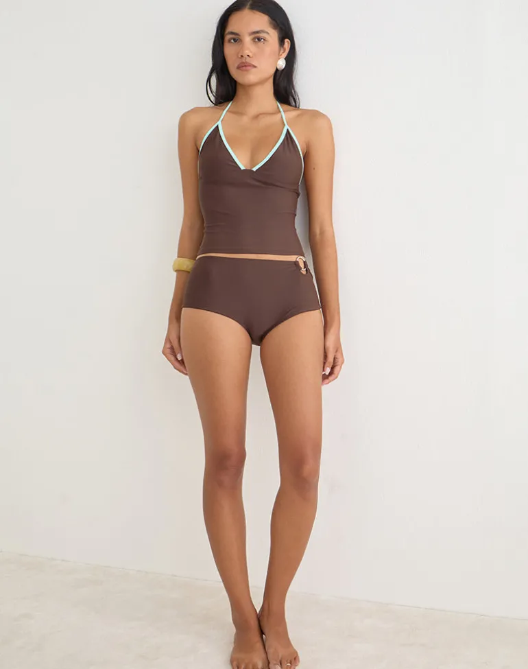 Avi Swim Short in Brown with O Ring