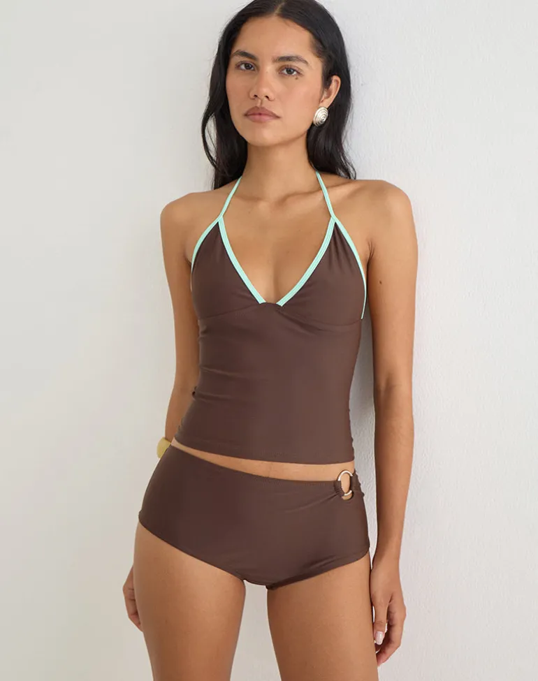 Avi Swim Short in Brown with O Ring
