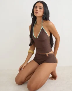 Avi Swim Short in Brown with O Ring