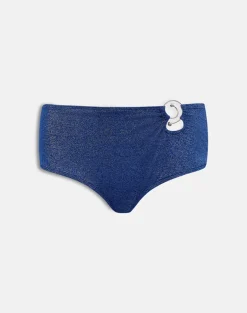 Avi Swim Short in Shimmer Navy with Side Spiral