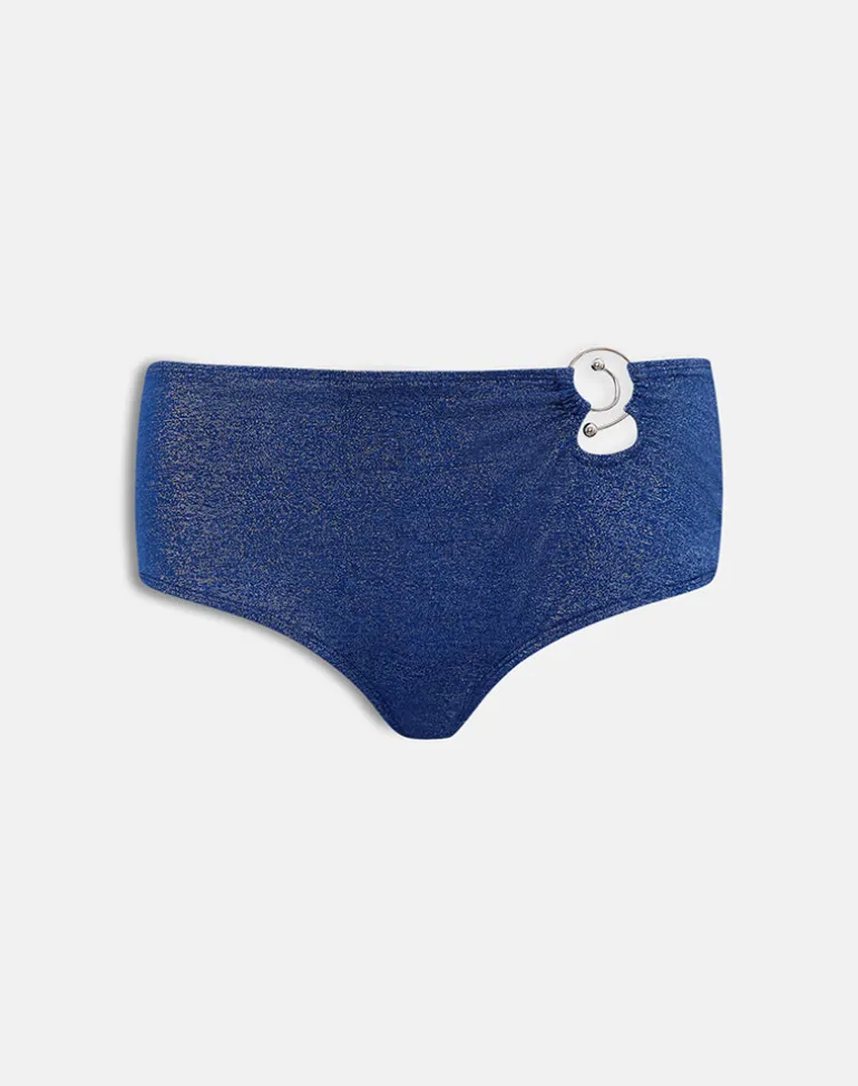 Avi Swim Short in Shimmer Navy with Side Spiral