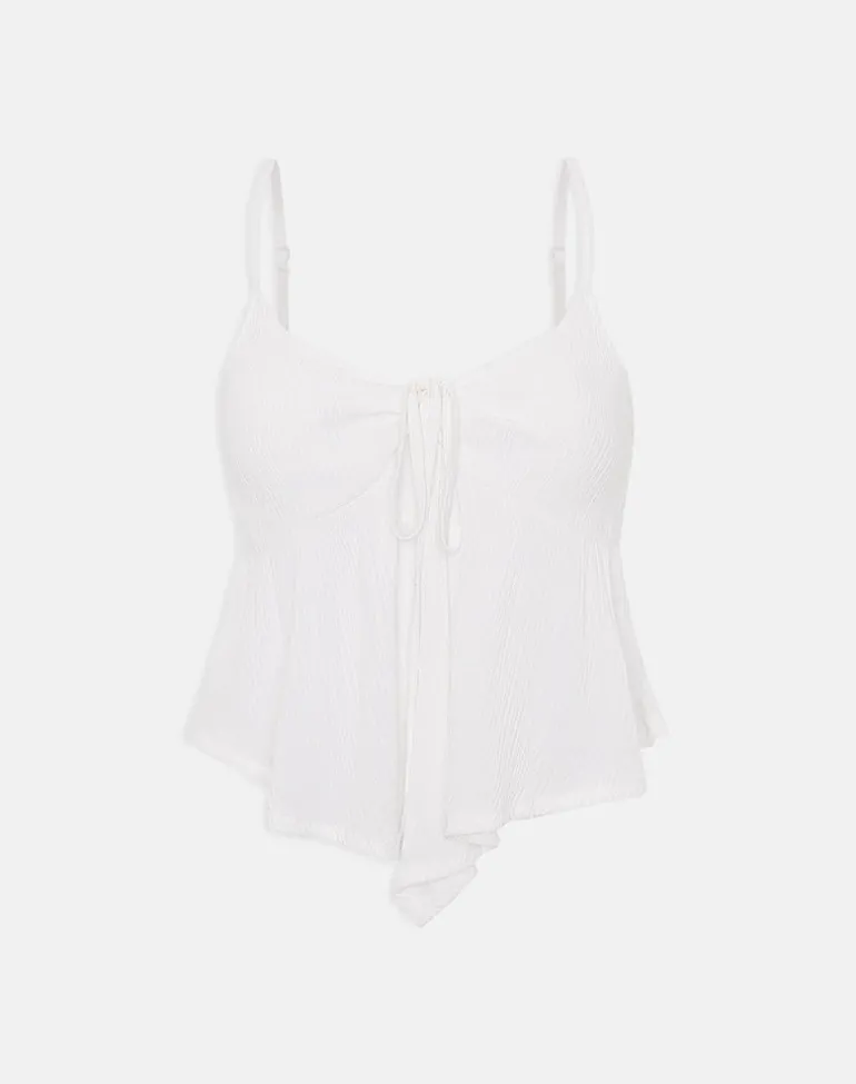 Awilix Top in Crinkle Off White