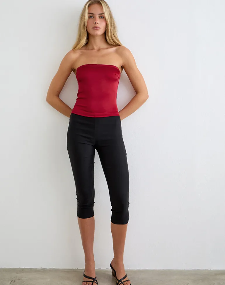 Ayaka Lace Up Corset Top in Satin Red
