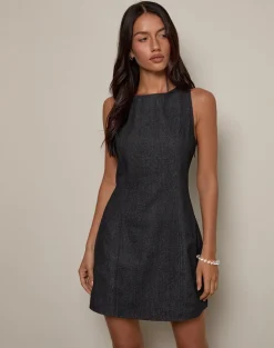 Ayana Backless Mini Dress in Chambray Dark Indigo