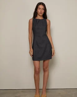 Ayana Backless Mini Dress in Chambray Dark Indigo