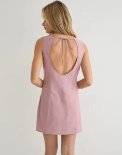Ayana Backless Mini Dress in Linen Dusty Rose