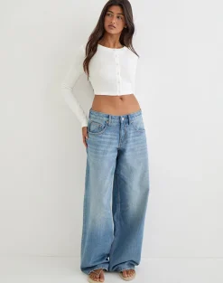 Badia Long Sleeve Cropped Cardigan in Pointelle Knit White