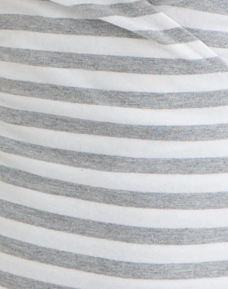 Bahati Plunge Top in Stripe White and Grey