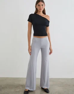 Baku Wide Leg Trouser in Rayon Jersey Lilac Grey