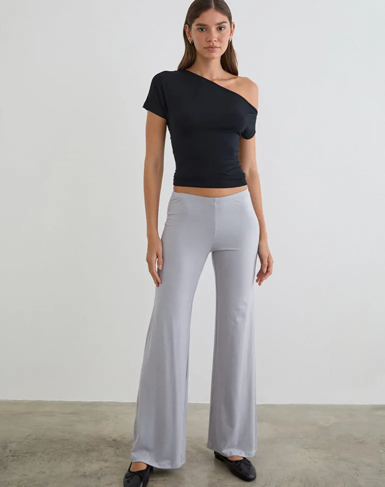 Baku Wide Leg Trouser in Rayon Jersey Lilac Grey