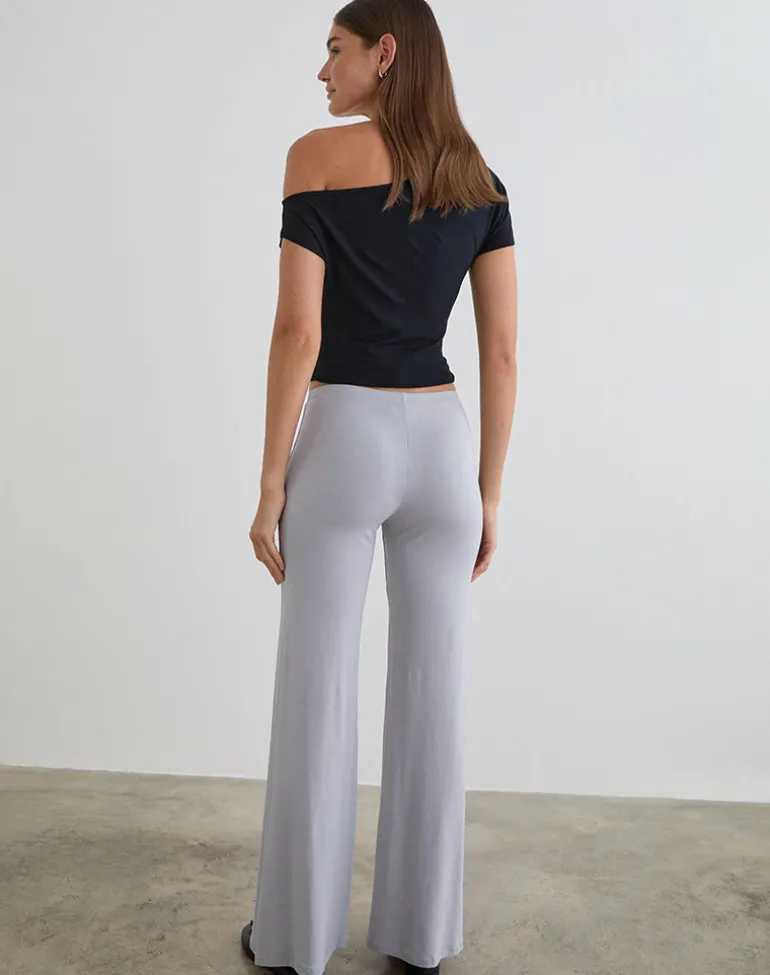 Baku Wide Leg Trouser in Rayon Jersey Lilac Grey