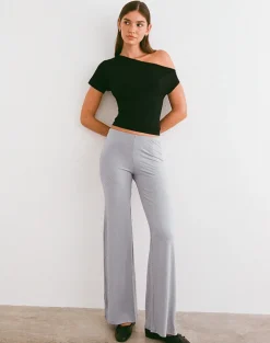 Baku Wide Leg Trouser in Rayon Jersey Lilac Grey