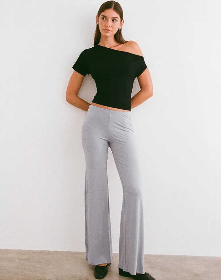 Baku Wide Leg Trouser in Rayon Jersey Lilac Grey