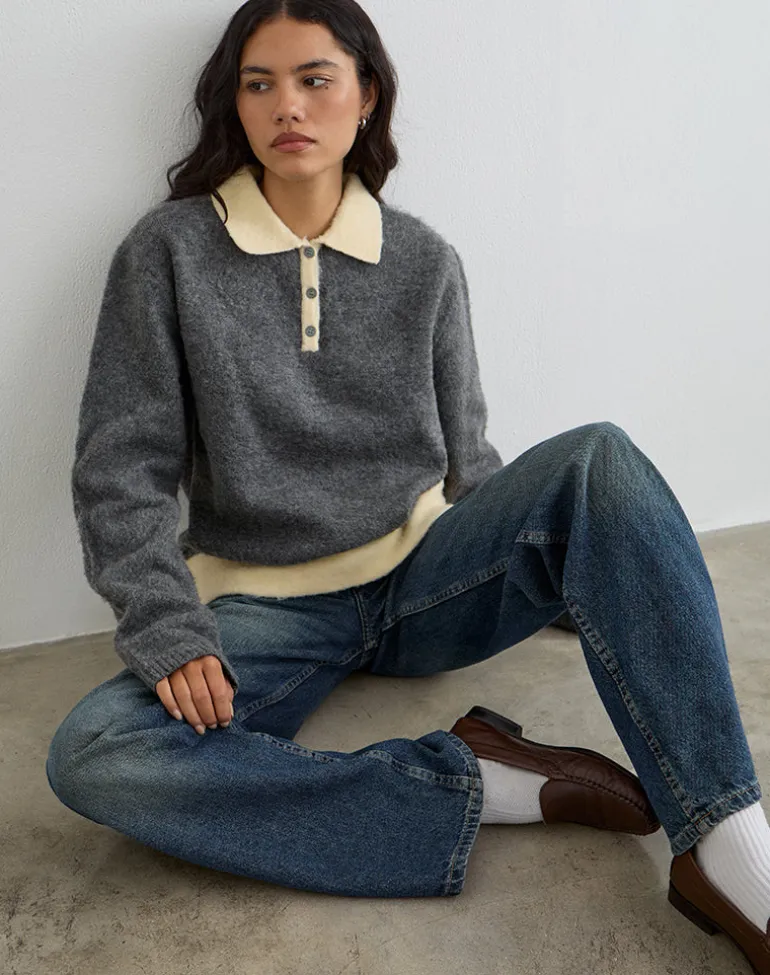 Balamoa Jumper in Knit Grey and Cream