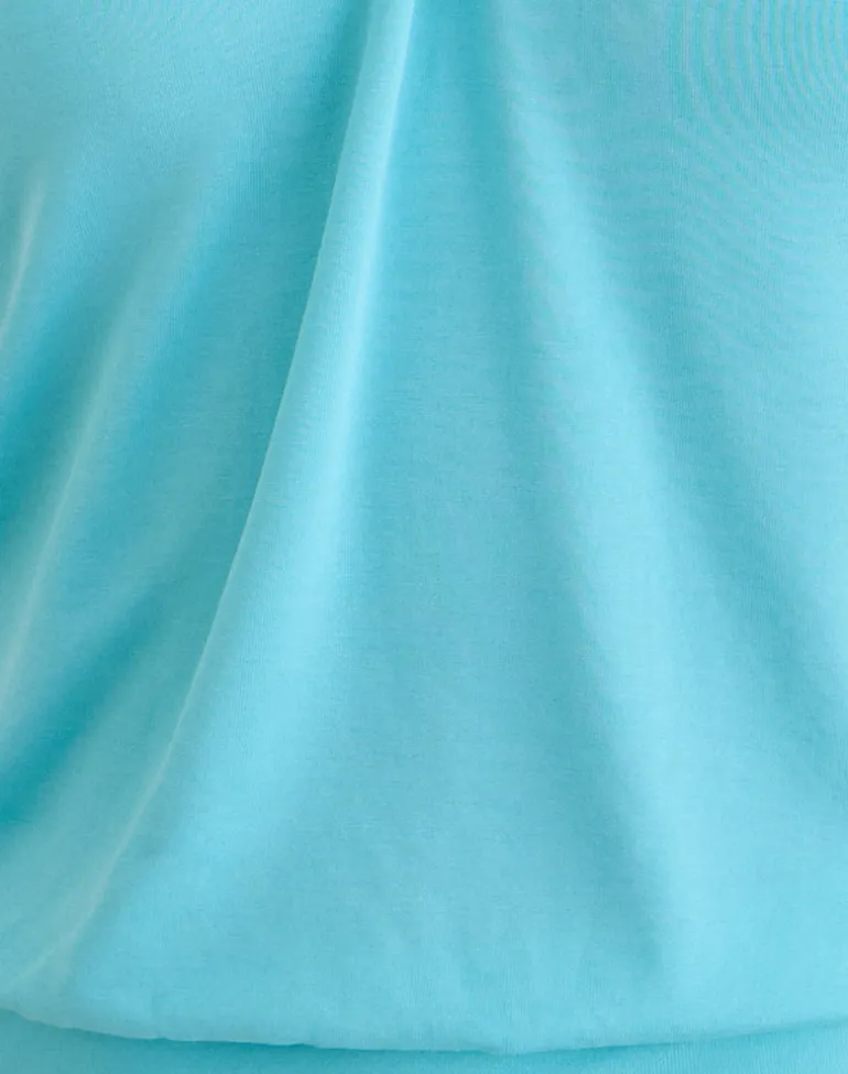 Ballerie Halter Top in Cupro Aqua