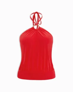 Ballerie Halter Top in Cupro Red