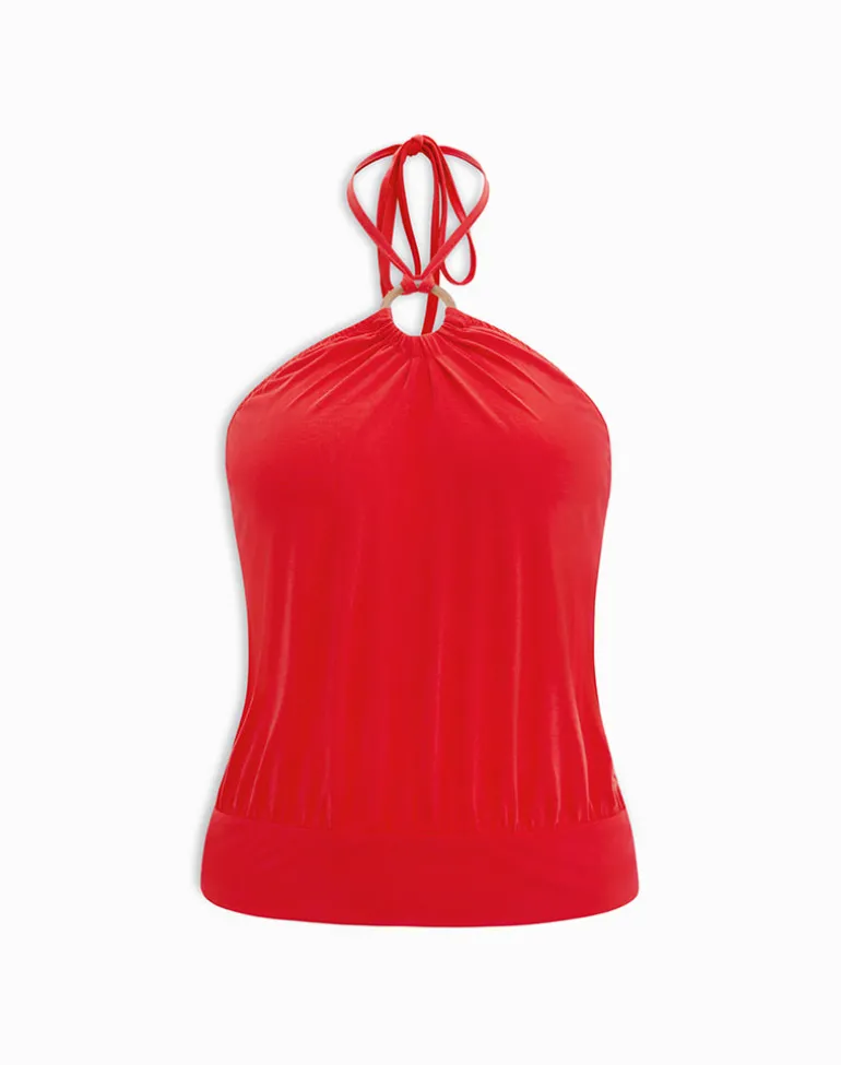 Ballerie Halter Top in Cupro Red