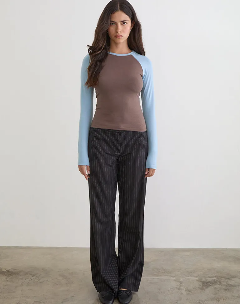 Balqis Long Sleeve Top in Coffee Quartz Nantucket Blue Combinaton
