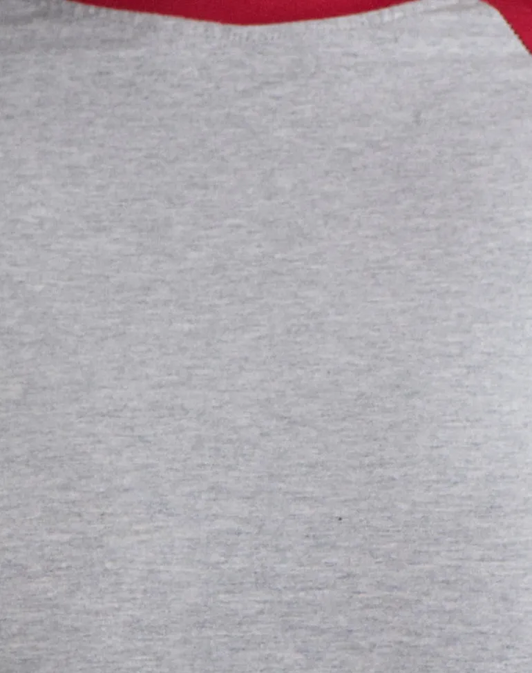 Balqis Long Sleeve Top in Grey Marl Adrenaline Red Combination