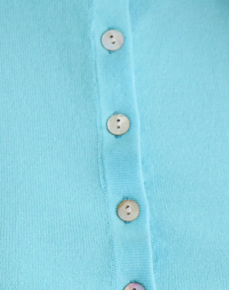 Baniah Cropped Cardigan in Flat Knit Blue