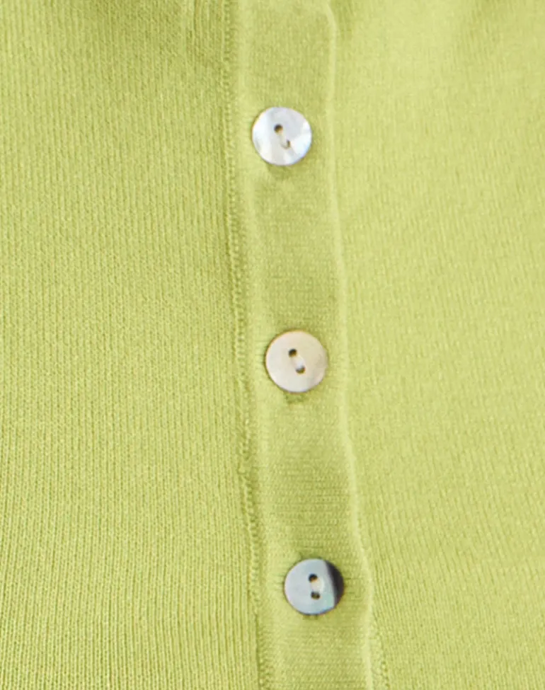 Baniah Cropped Cardigan in Flat Knit Lily Green