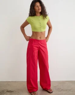 Baniah Cropped Cardigan in Flat Knit Lily Green