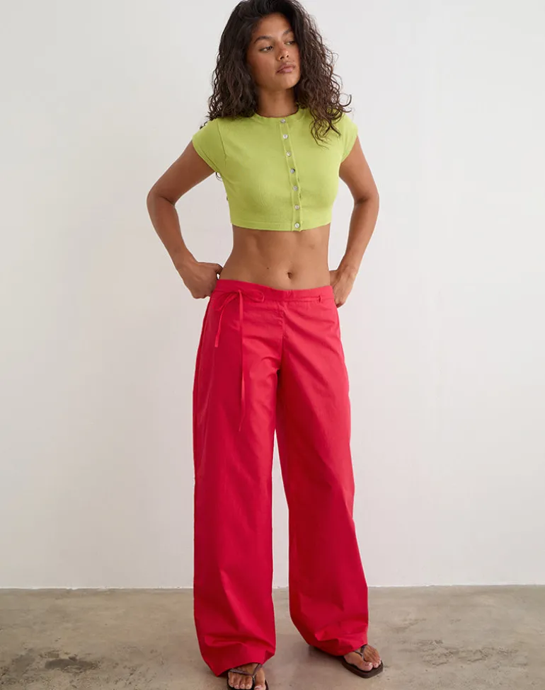 Baniah Cropped Cardigan in Flat Knit Lily Green