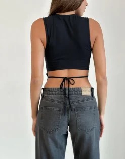 Baruna Tie Back Top in Black
