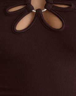 Baya Halterneck Top with Flower Ring in Bitter Chocolate