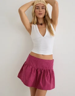 Becita Mini Skirt in Raspberry Shadow Check