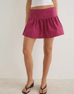 Becita Mini Skirt in Raspberry Shadow Check