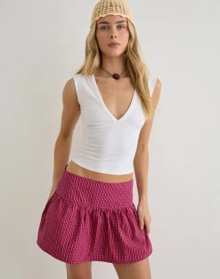 Becita Mini Skirt in Raspberry Shadow Check
