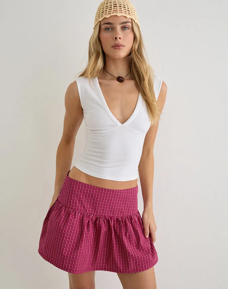 Becita Mini Skirt in Raspberry Shadow Check