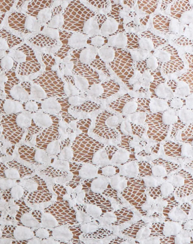 Beerus Long Sleeve Mock Neck Top in Lace Ivory