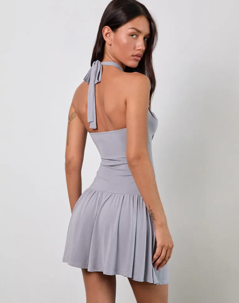 Belasar Mini Dress in Cupro Lilac Grey