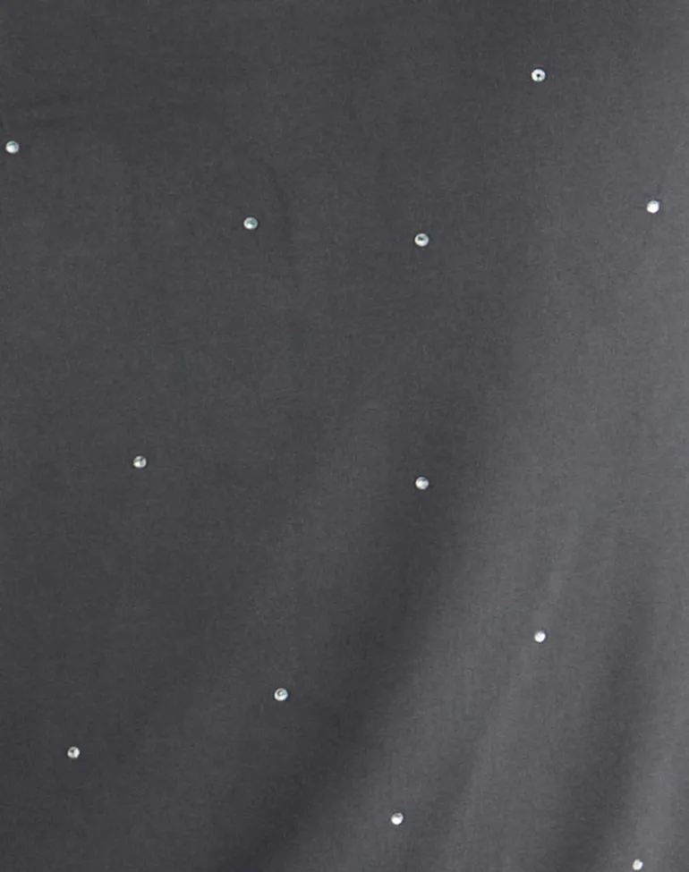 Belia Cinched Waist Mini Dress in Diamante Dark Grey